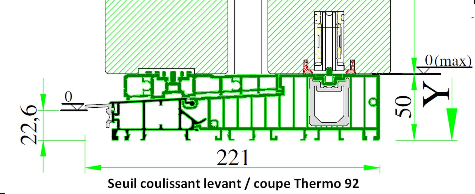 seuil coulissant levant thermo 92